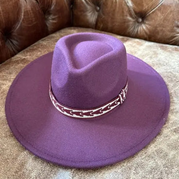 VEGAN FELT PANAMA HAT W/ JACQUARD TAPE