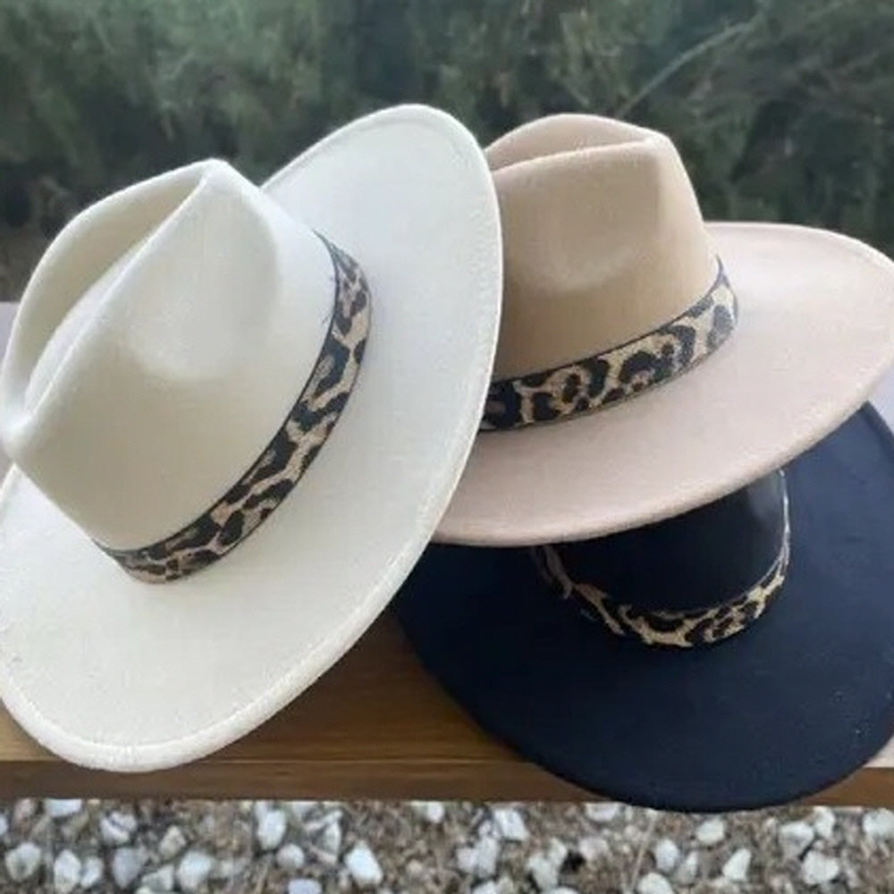 VEGAN FELT FEDORA LEOPARD PRINT BELT