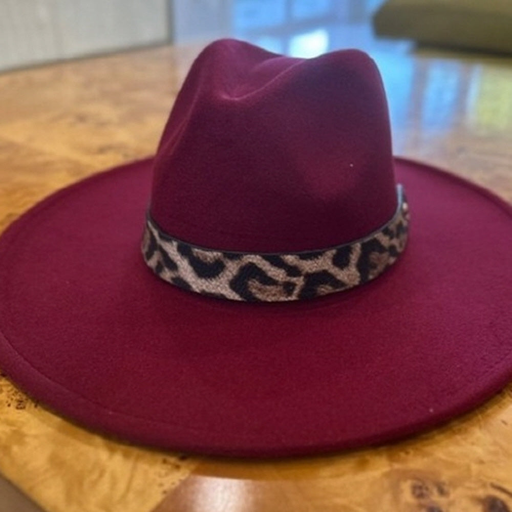 VEGAN FELT FEDORA LEOPARD PRINT BELT
