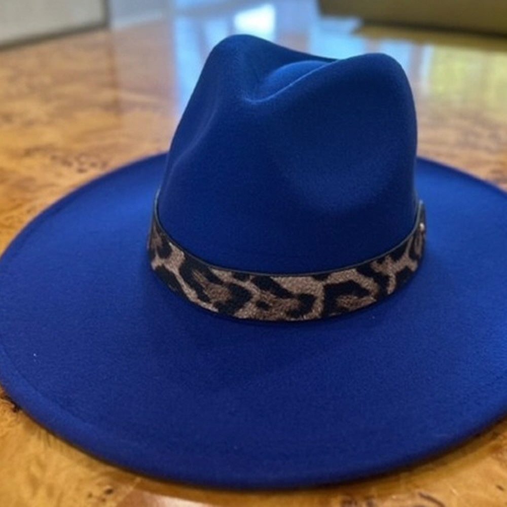 VEGAN FELT FEDORA LEOPARD PRINT BELT