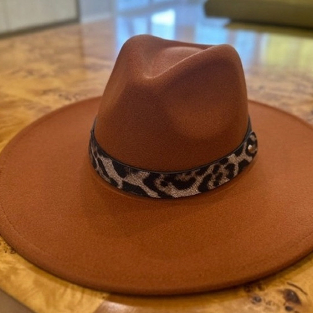 VEGAN FELT FEDORA LEOPARD PRINT BELT