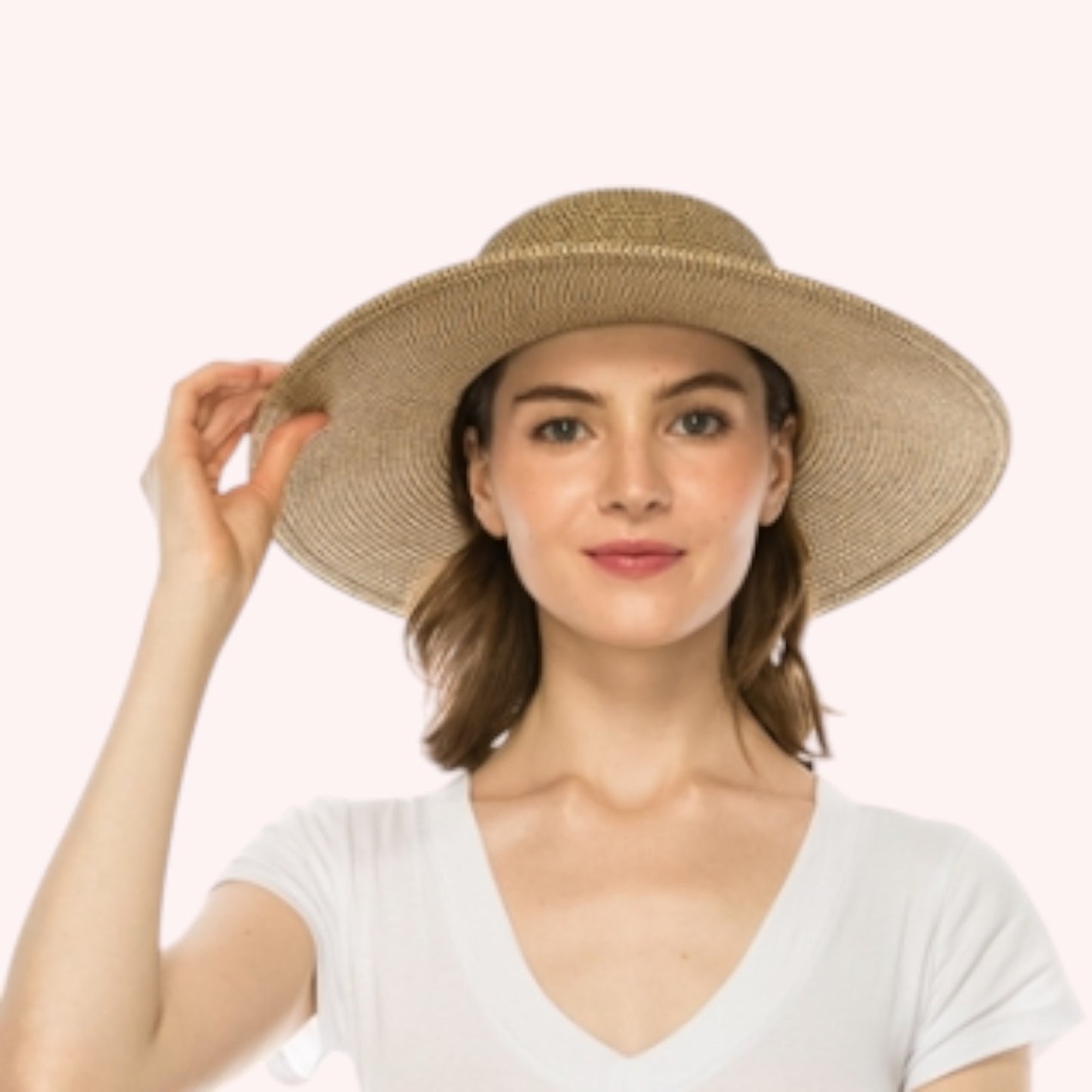 Heather Straw Sun Hat w/ Suede Tie β Packable UPF 50+