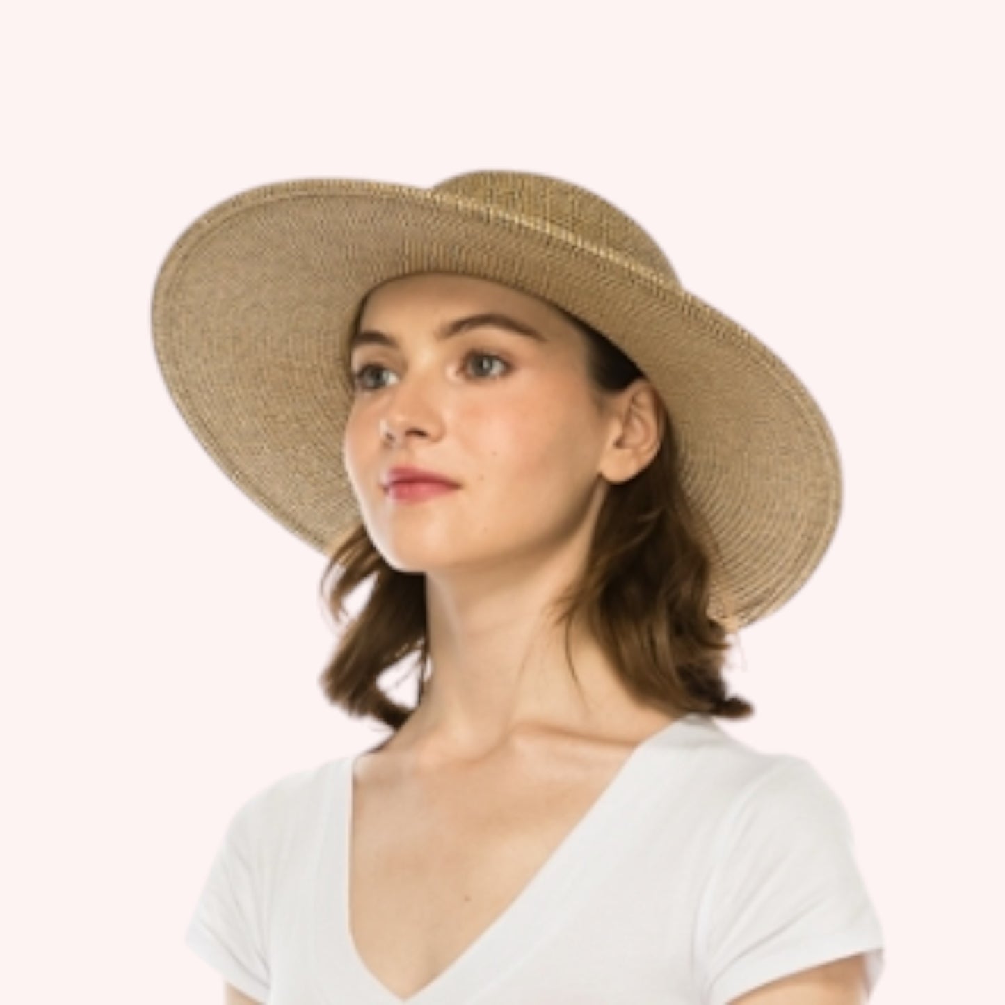 Heather Straw Sun Hat w/ Suede Tie β Packable UPF 50+