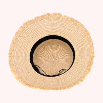 Raffia Fringe Bucket Hat w/ Shells β Handmade & Packable