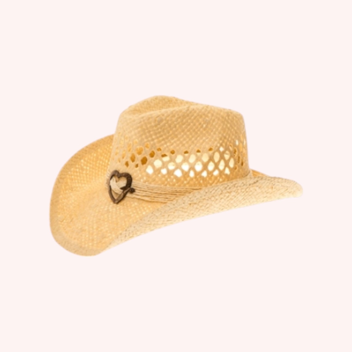 Women's Straw Cowboy Hat w/ Heart Concho
