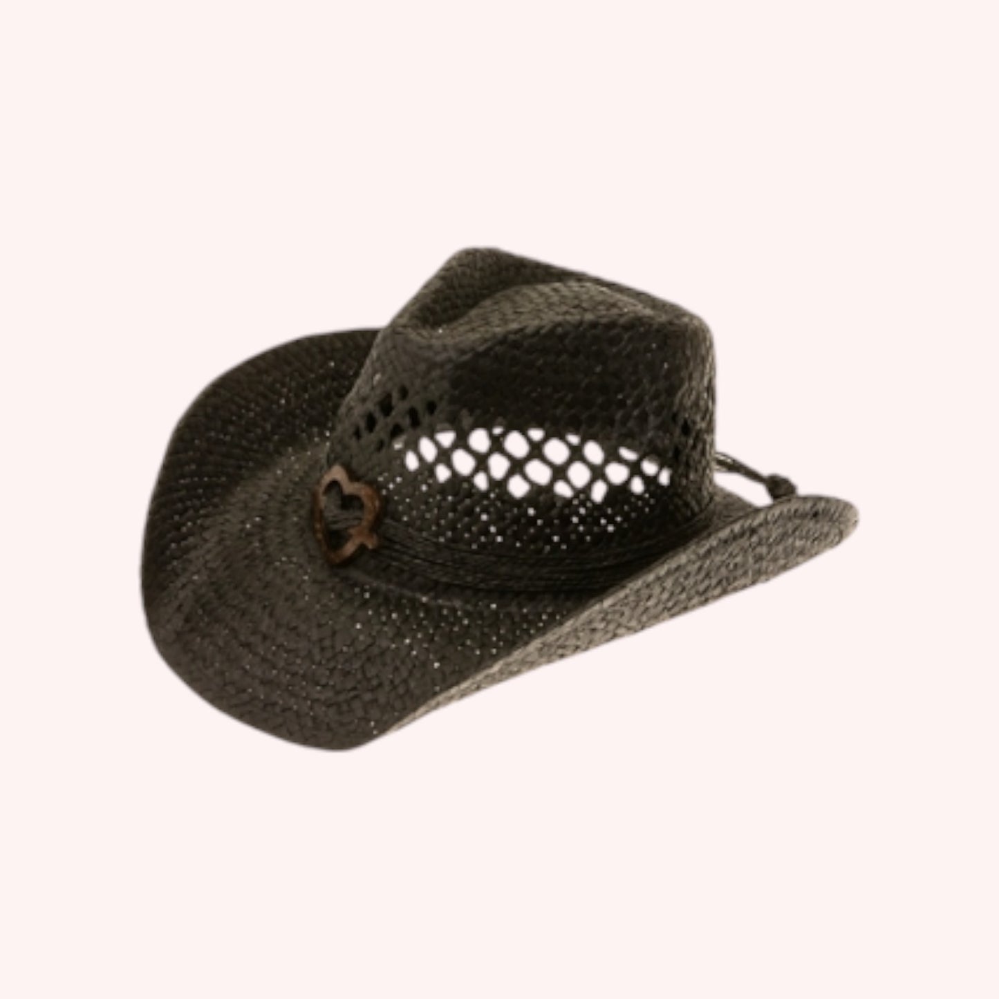 Women's Straw Cowboy Hat w/ Heart Concho