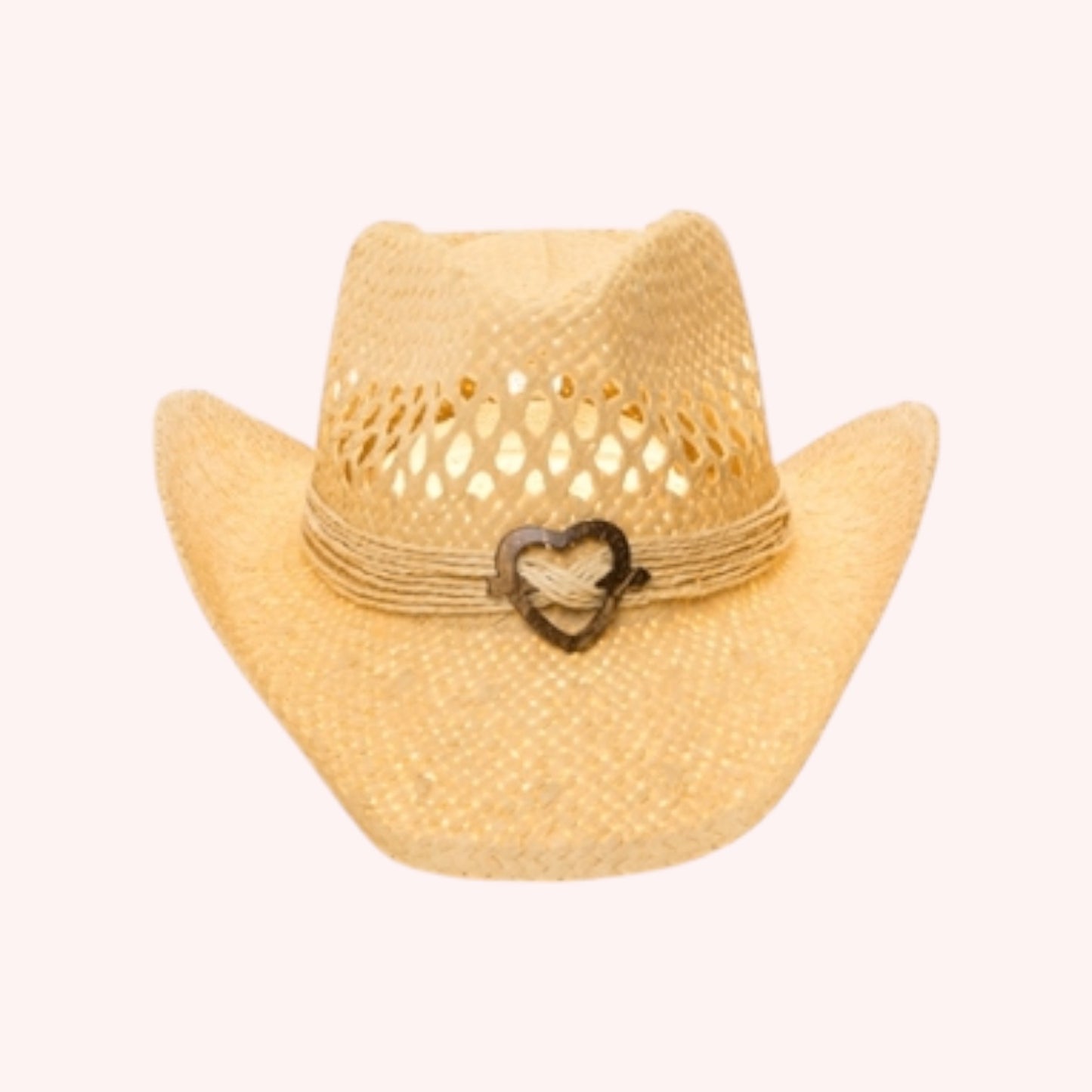Women's Straw Cowboy Hat w/ Heart Concho