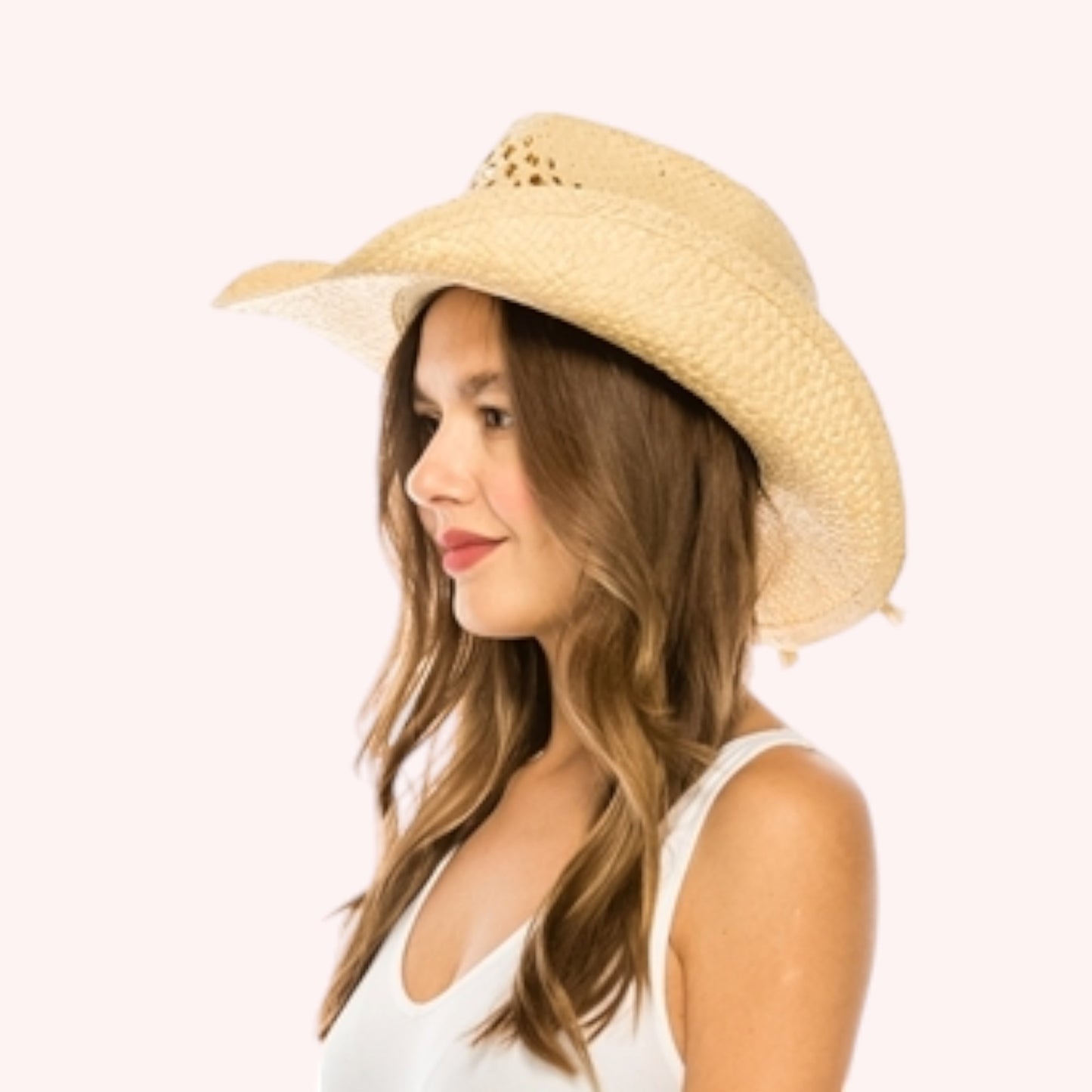 Women's Straw Cowboy Hat w/ Heart Concho