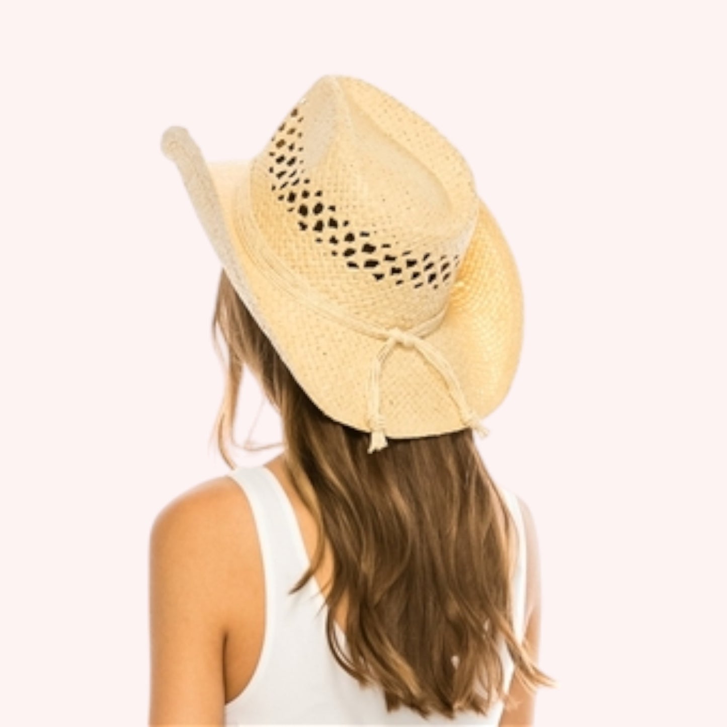 Women's Straw Cowboy Hat w/ Heart Concho