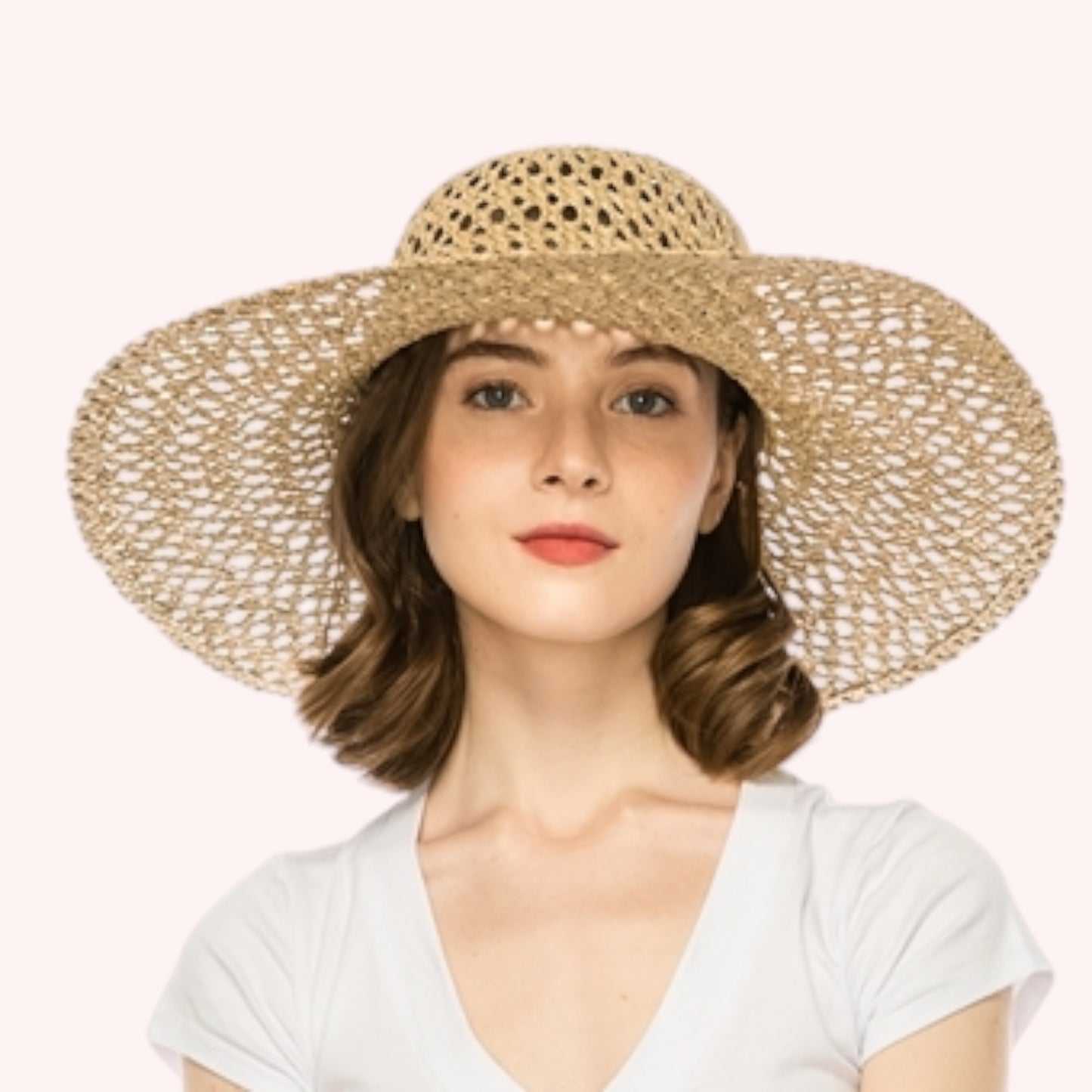 Open Weave Seagrass Straw Hat β Handwoven
