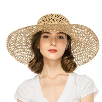 Open Weave Seagrass Straw Hat β Handwoven