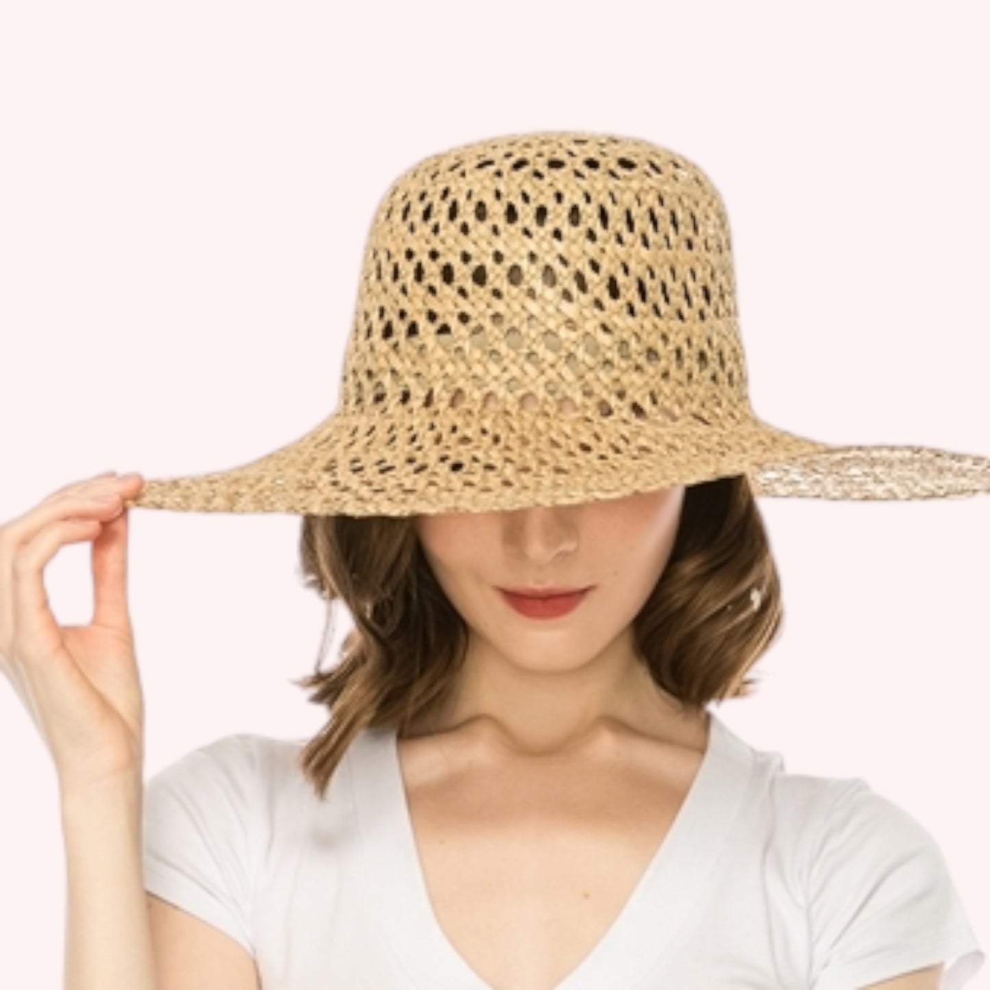 Open Weave Seagrass Straw Hat β Handwoven