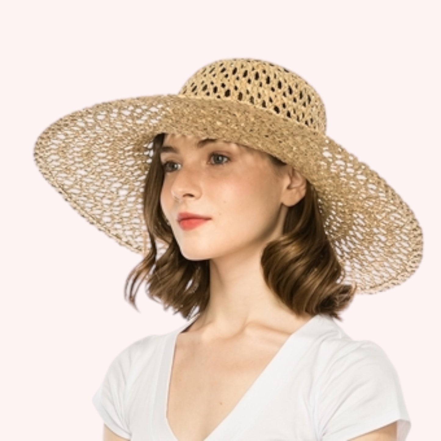 Open Weave Seagrass Straw Hat β Handwoven