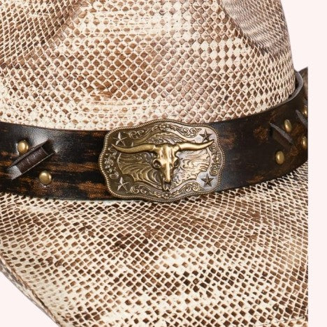 Vintage Cowboy Hat w/ Western Bull & Stud Band