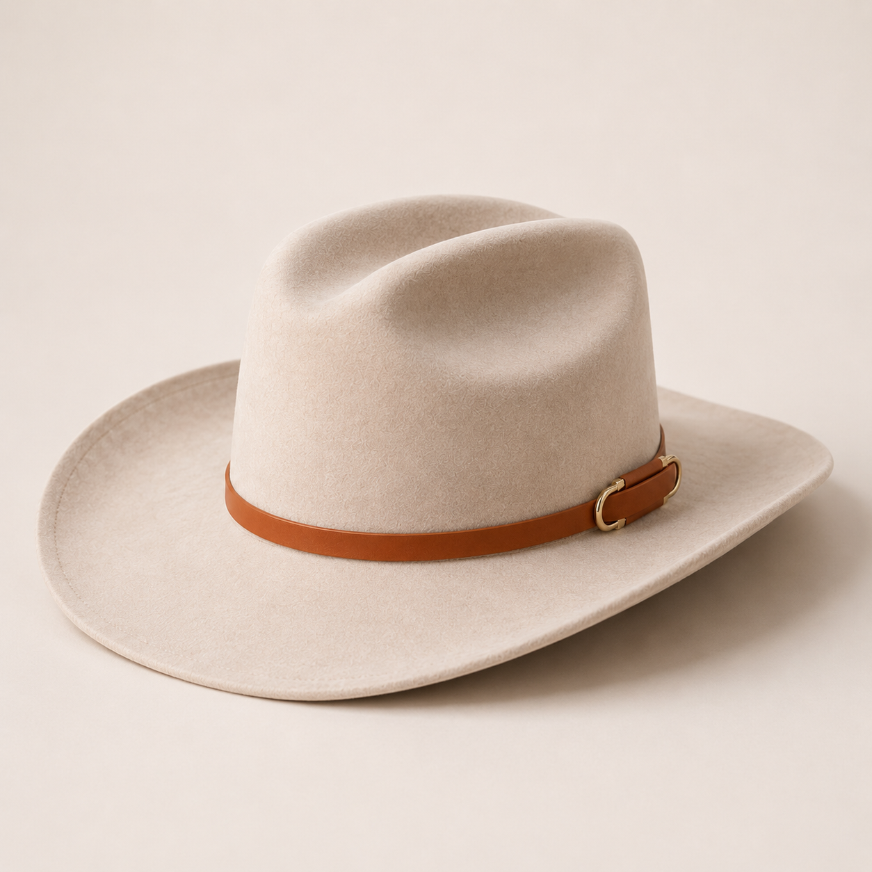 Western Faux Leather Hat Band with Gold Double-Ring Buckle