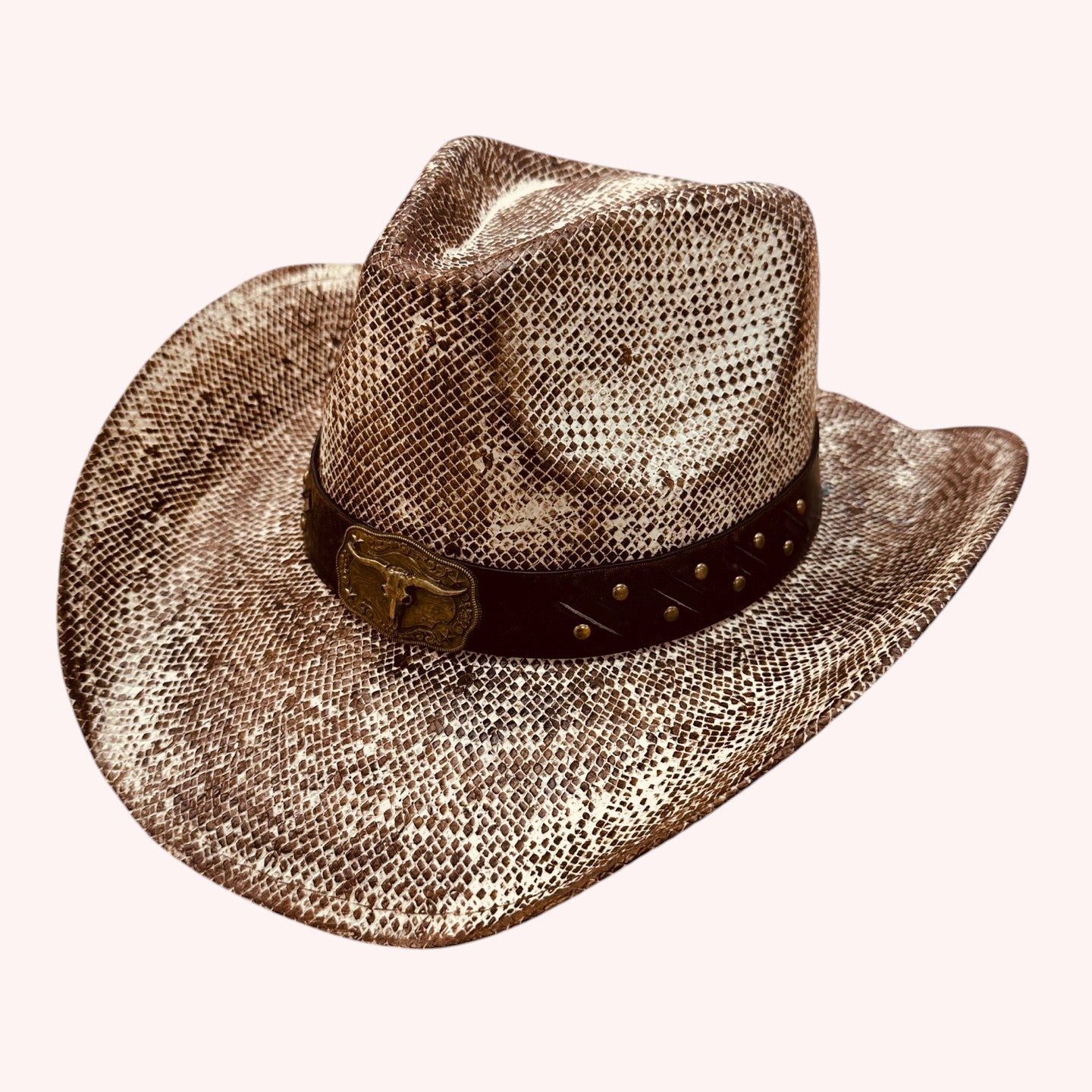 Vintage Cowboy Hat w/ Western Bull & Stud Band