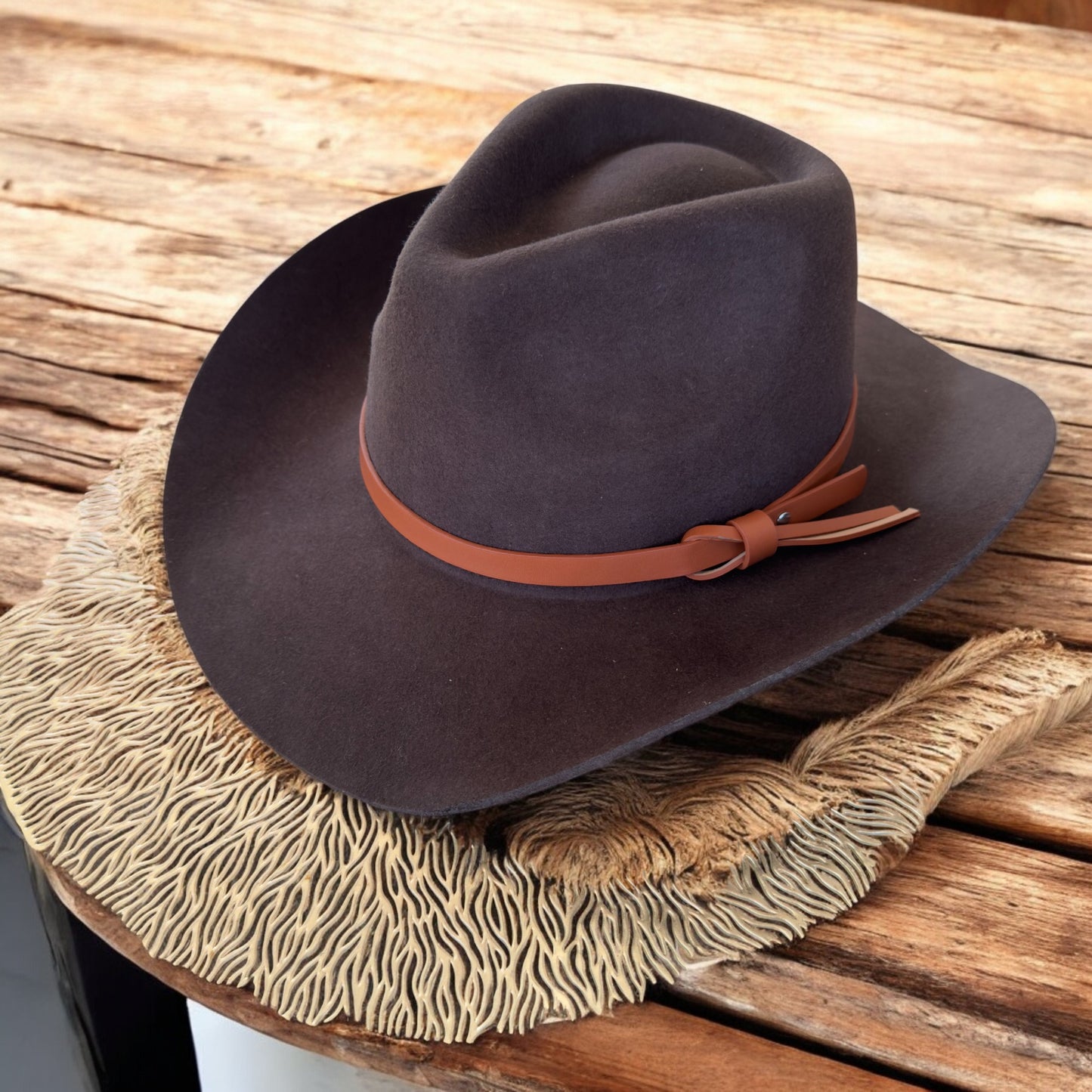 Premium Australian Wool Cowboy Hat with Leather Band
