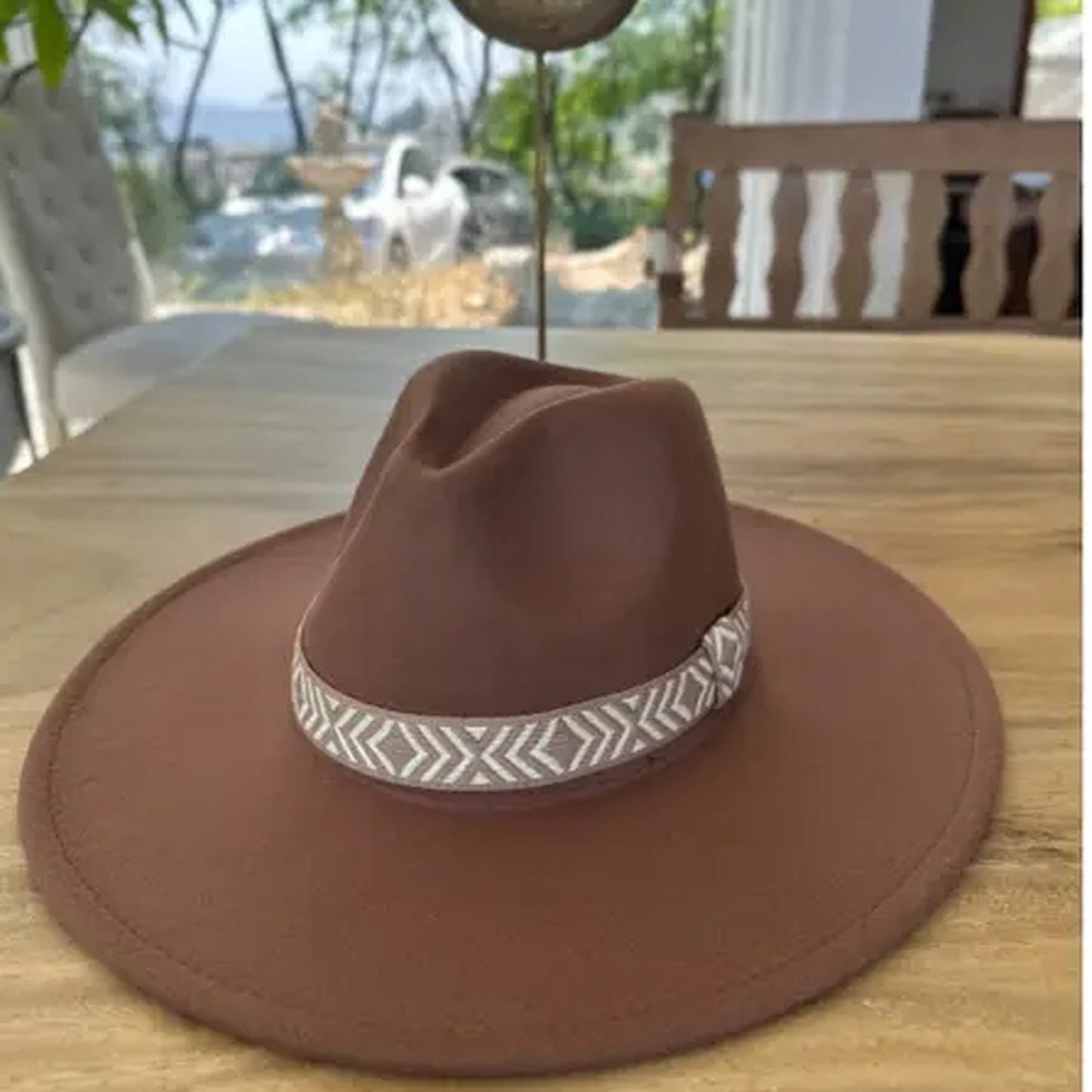VEGAN FELT PANAMA HAT W/ JACQUARD TAPE