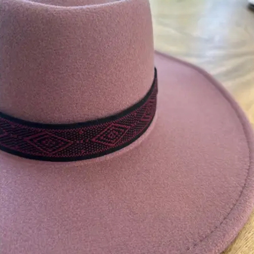 VEGAN FELT GAMLBLER HAT WITH JACQUARD TAPE (Copy)