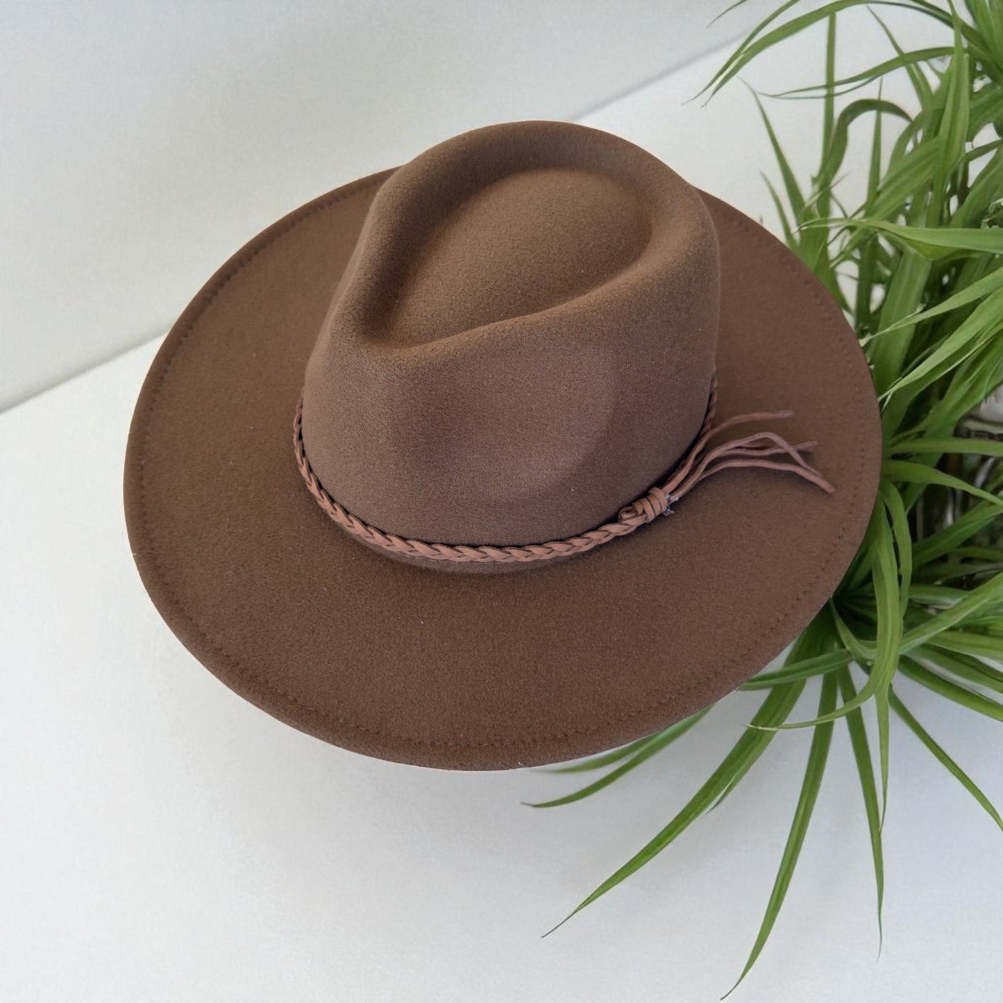 Felt Hat with Braided Leather Band