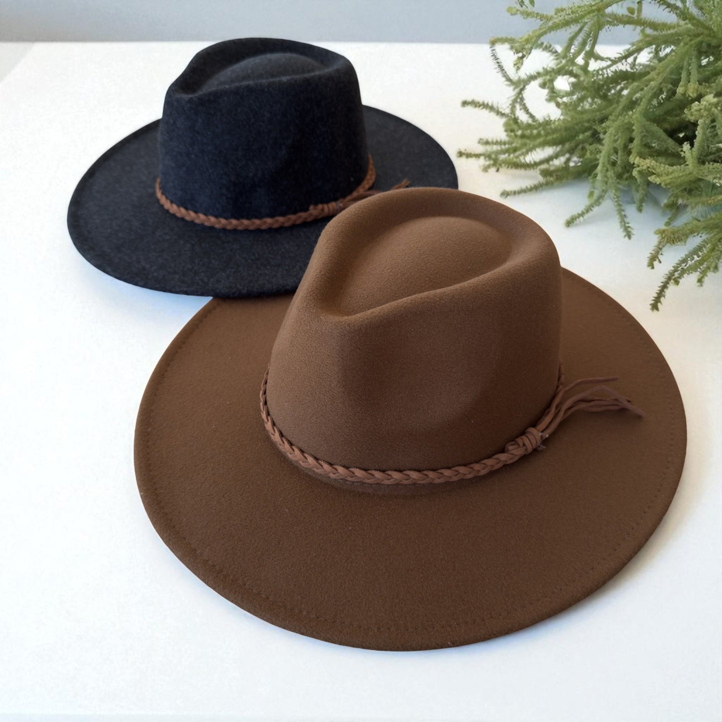 Felt Hat with Braided Leather Band