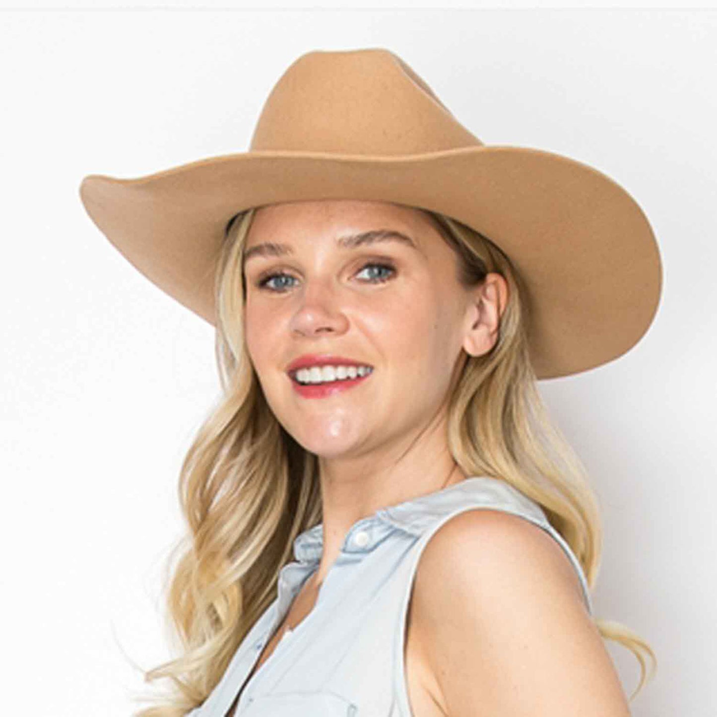 WOOL CATTLEMAN COWBOY WESTERN HAT W/ LEATHER BELT