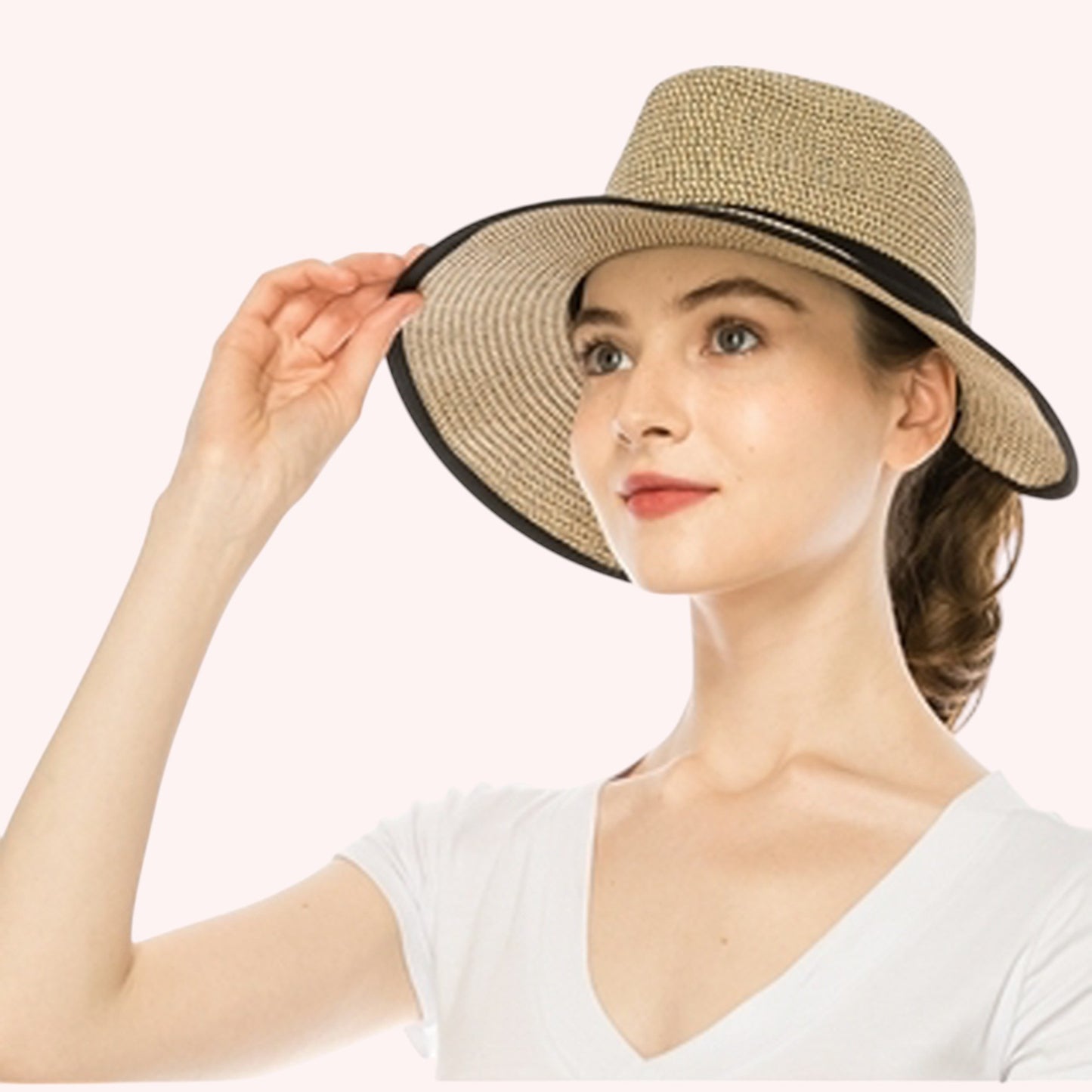 Breezy Ponytail Straw Fedora – UPF 50+ Sun Hat