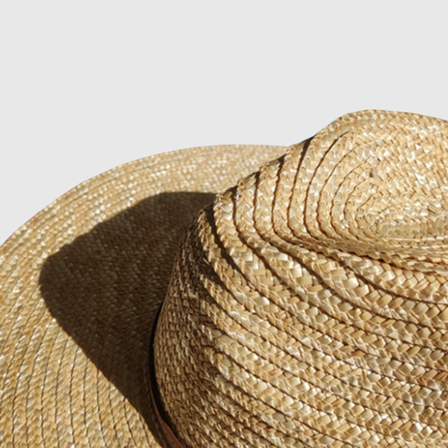 Wheat Straw Wide Brim Rancher Hat with Leather Chin Cord