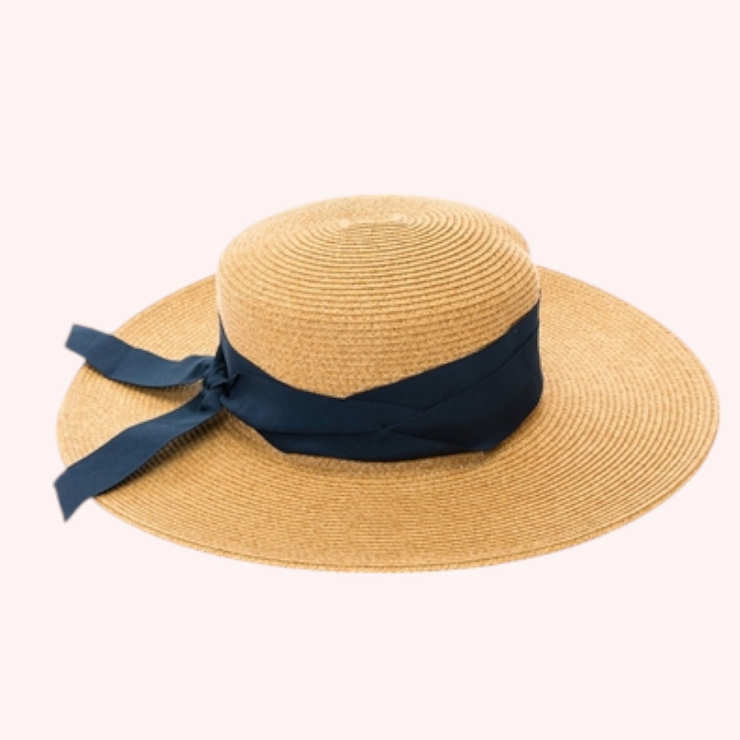 Boater Sun Hat with Ribbon Bow–Elegance Meets Sun Protection