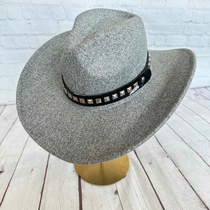 VEGAN FELT COWBOY HAT STEARD LEATHER BELT