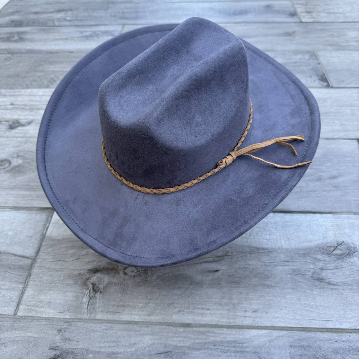 Vegan Suede Cattleman Cowboy Hat with Suede Hat Band