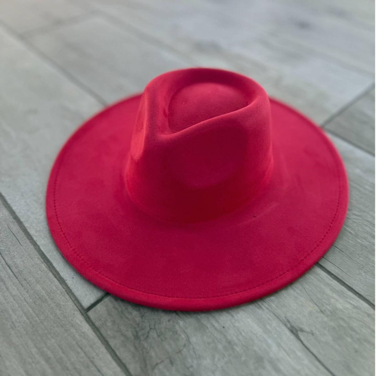 Vegan Suede Wide Brim Rancher Hat – Structured Flat Brim