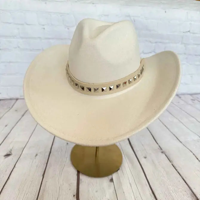 VEGAN FELT COWBOY HAT STEARD LEATHER BELT