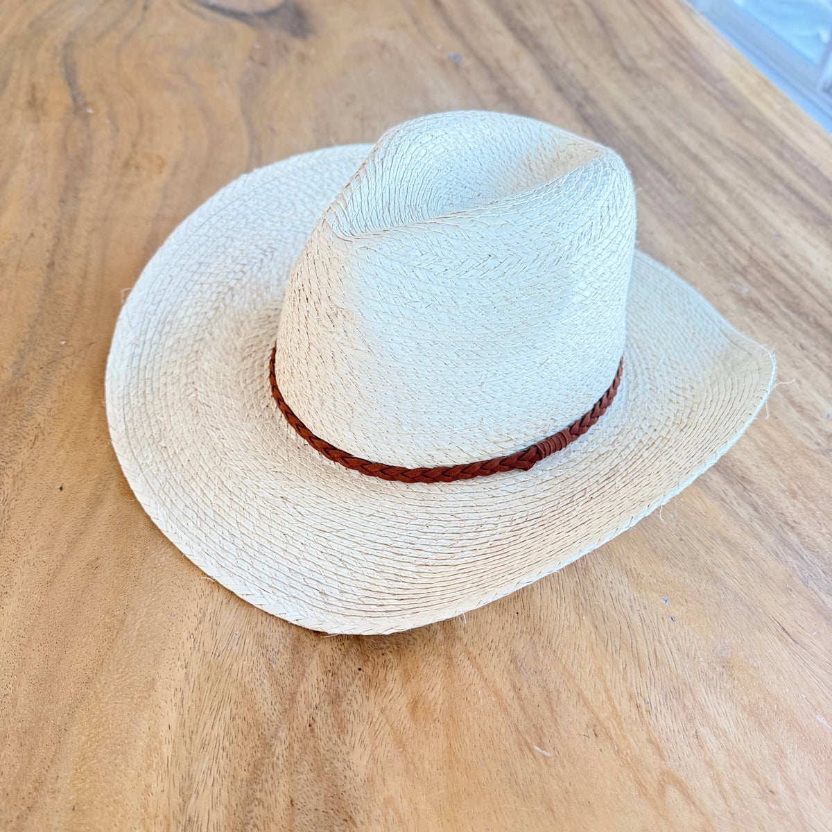 Natural Palm Leaf Cowboy Hat Starched Natural