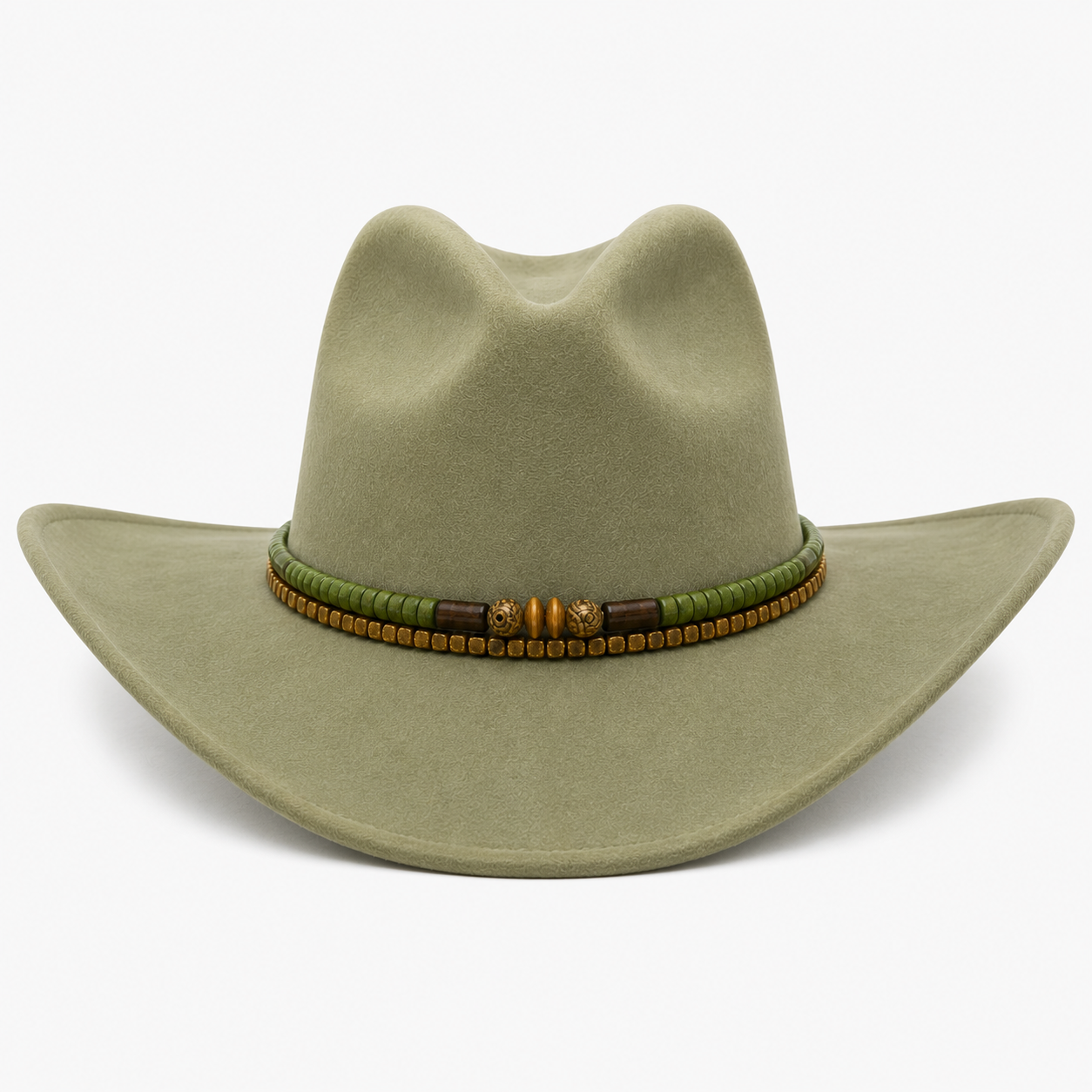 Boho Western Green Beaded Adjustable Hat Band
