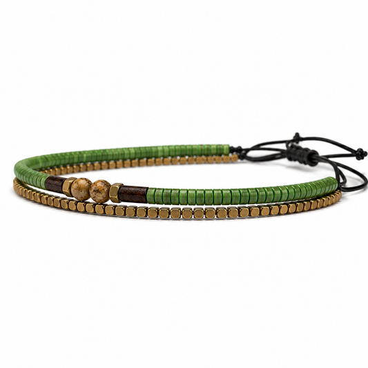 Boho Western Green Beaded Adjustable Hat Band