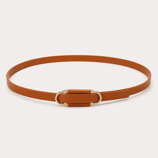 Western Faux Leather Hat Band with Gold Double-Ring Buckle