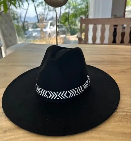 VEGAN FELT PANAMA HAT W/ JACQUARD TAPE