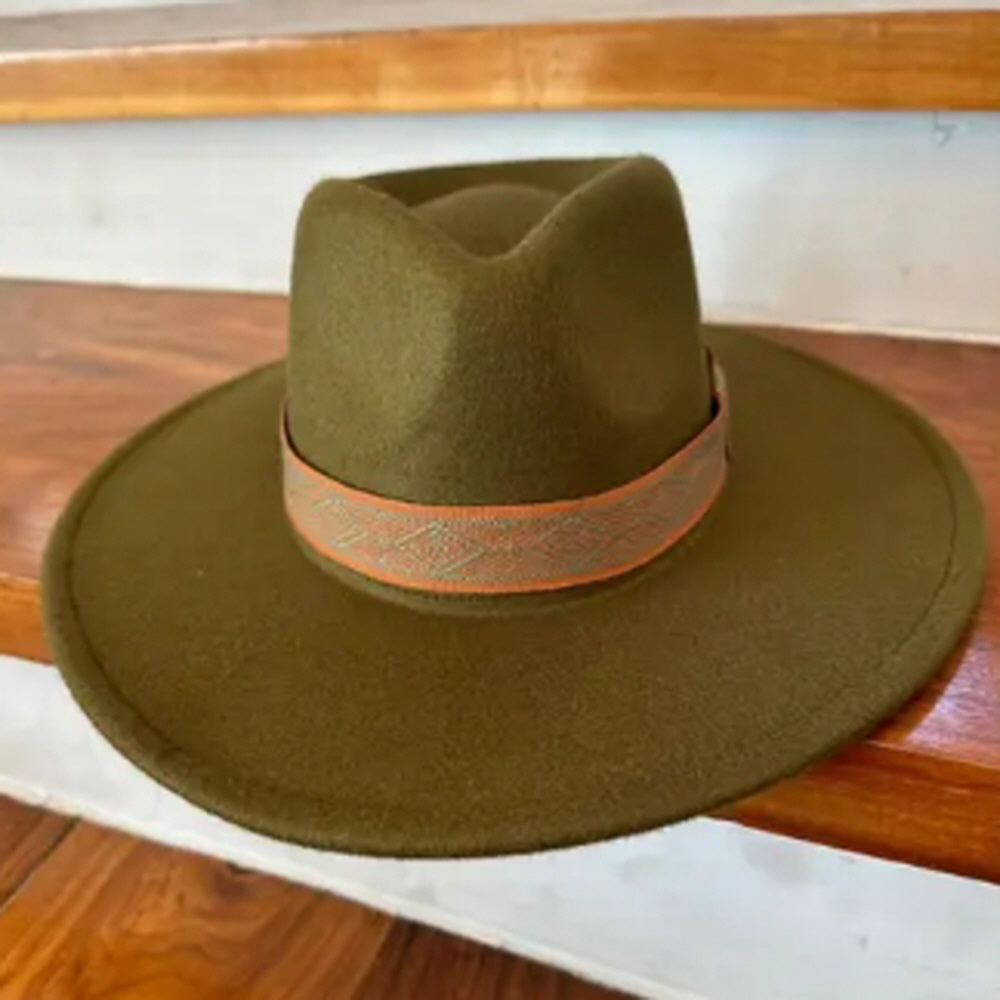 VEGAN FELT PANAMA HAT  W/ JACQUARD TAPE