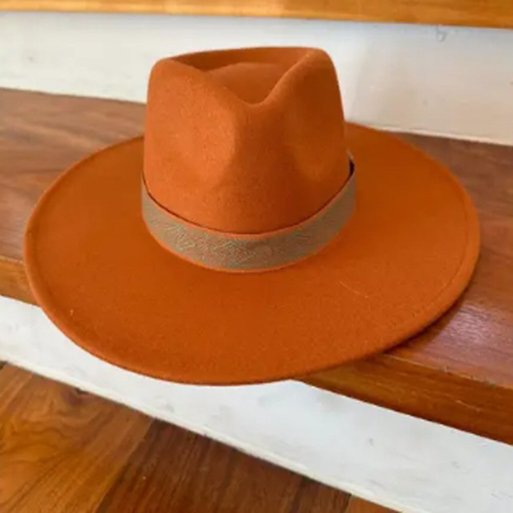 VEGAN FELT PANAMA HAT  W/ JACQUARD TAPE