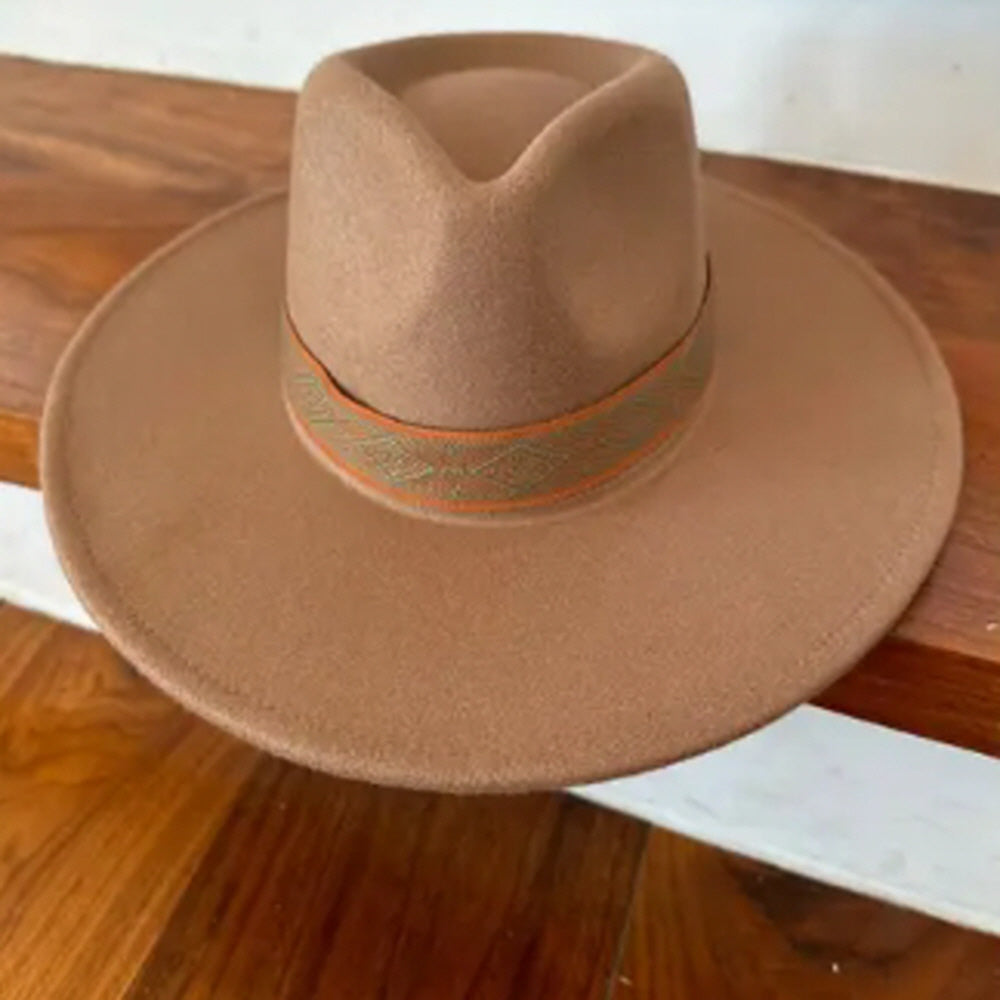 VEGAN FELT PANAMA HAT  W/ JACQUARD TAPE