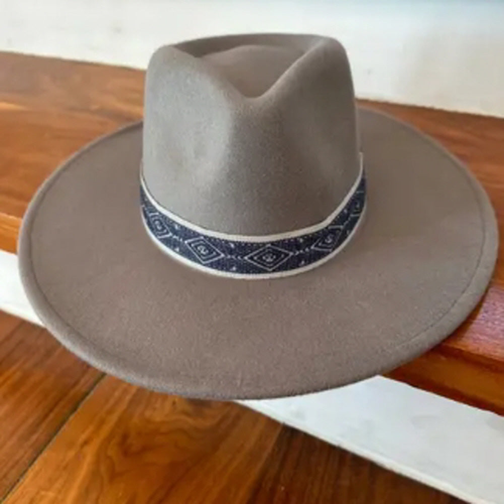 VEGAN FELT PANAMA HAT  W/ JACQUARD TAPE