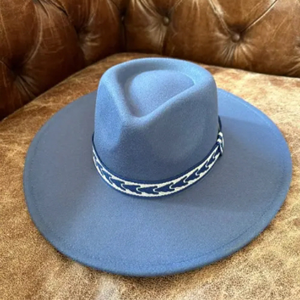 VEGAN FELT PANAMA HAT  W/ JACQUARD TAPE