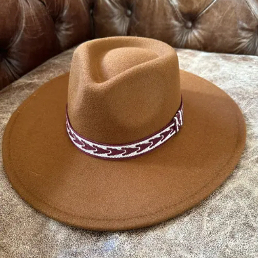 VEGAN FELT PANAMA HAT  W/ JACQUARD TAPE