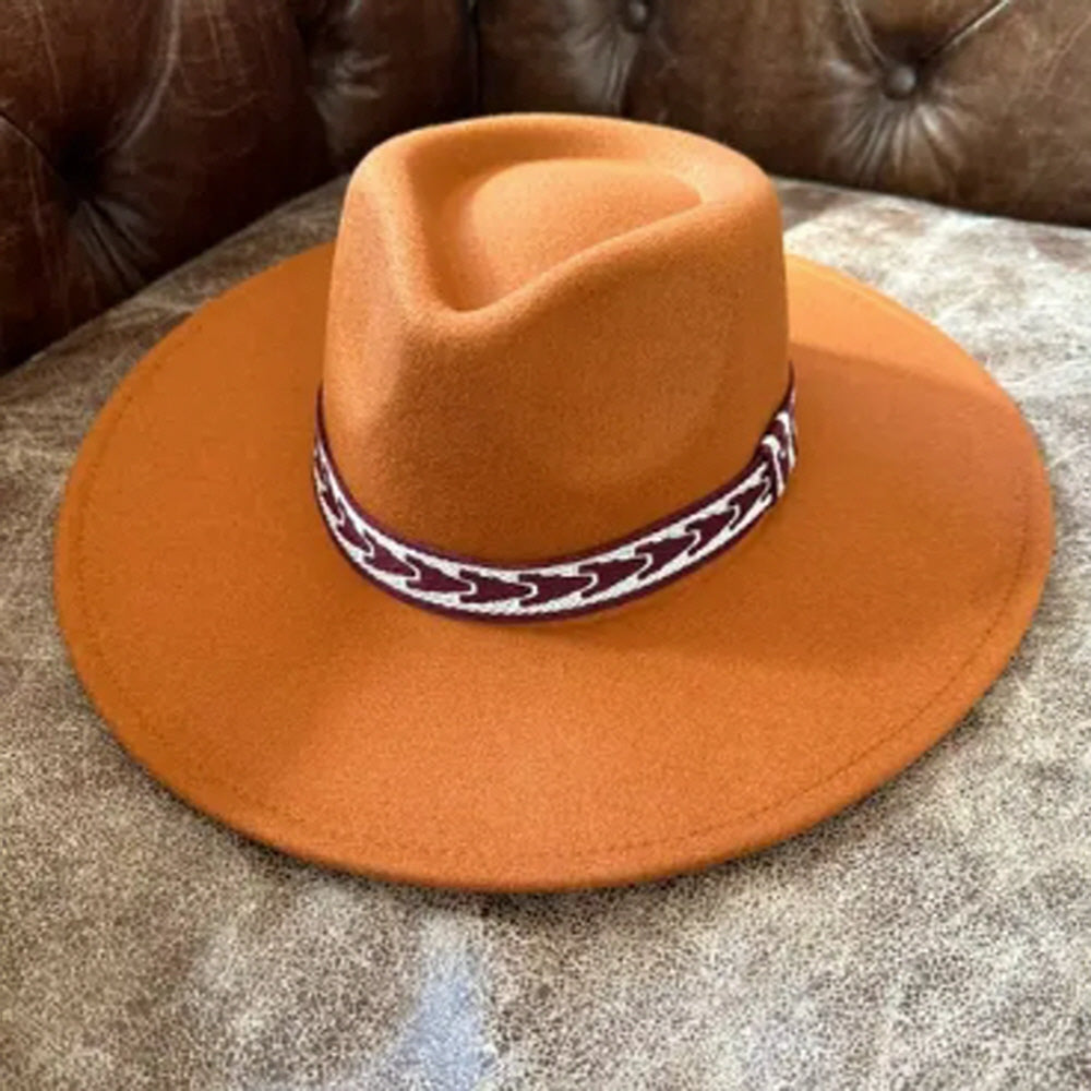 VEGAN FELT PANAMA HAT  W/ JACQUARD TAPE