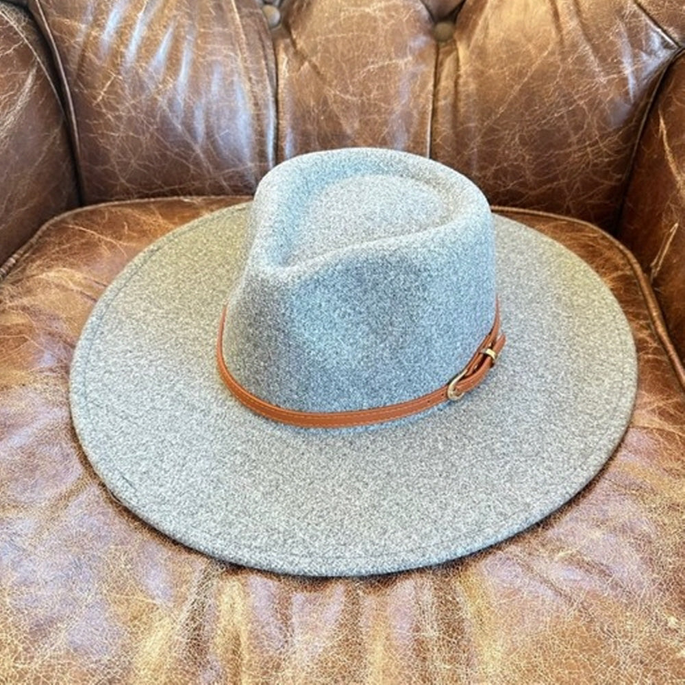 VEGAN FELT RANCHER WITH LEATHER BELT