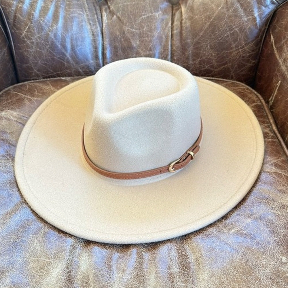 VEGAN FELT RANCHER WITH LEATHER BELT