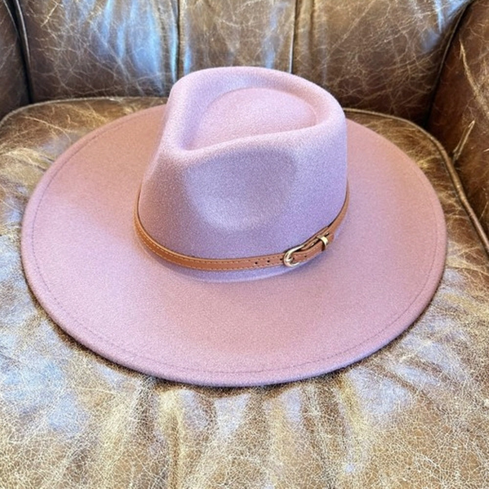 VEGAN FELT RANCHER WITH LEATHER BELT