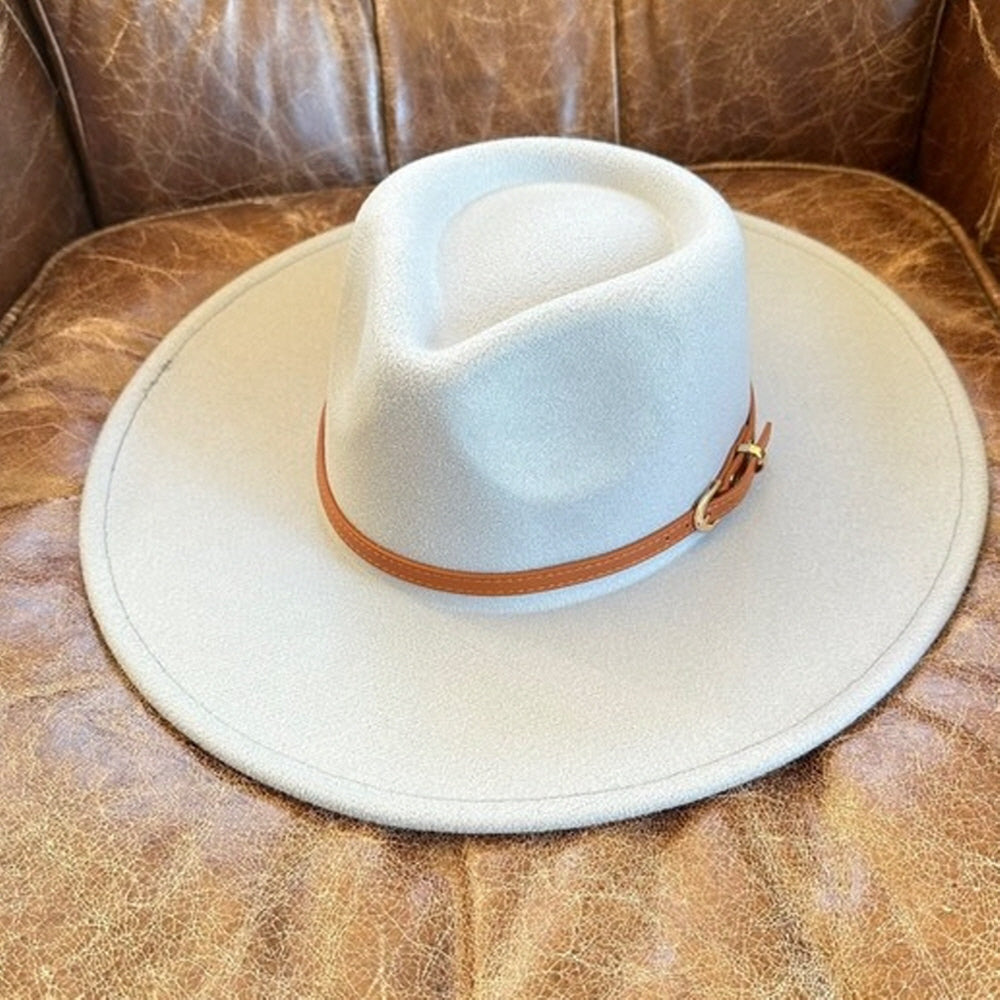 VEGAN FELT RANCHER WITH LEATHER BELT