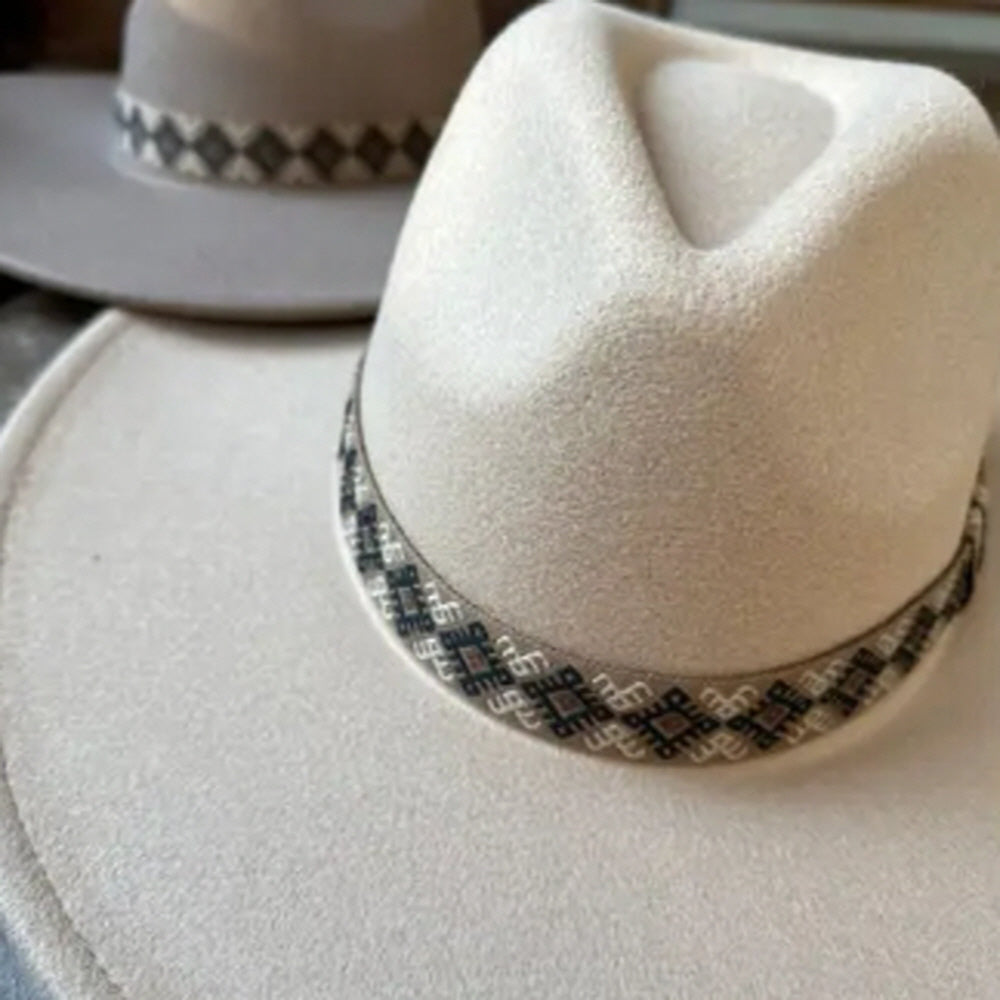 VEGAN FELT FEDORA HAT W/ JACQUARD TAPE